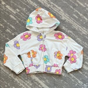 Jessica Simpson Kids Floral Hoodie - White with Multicolor Flowers